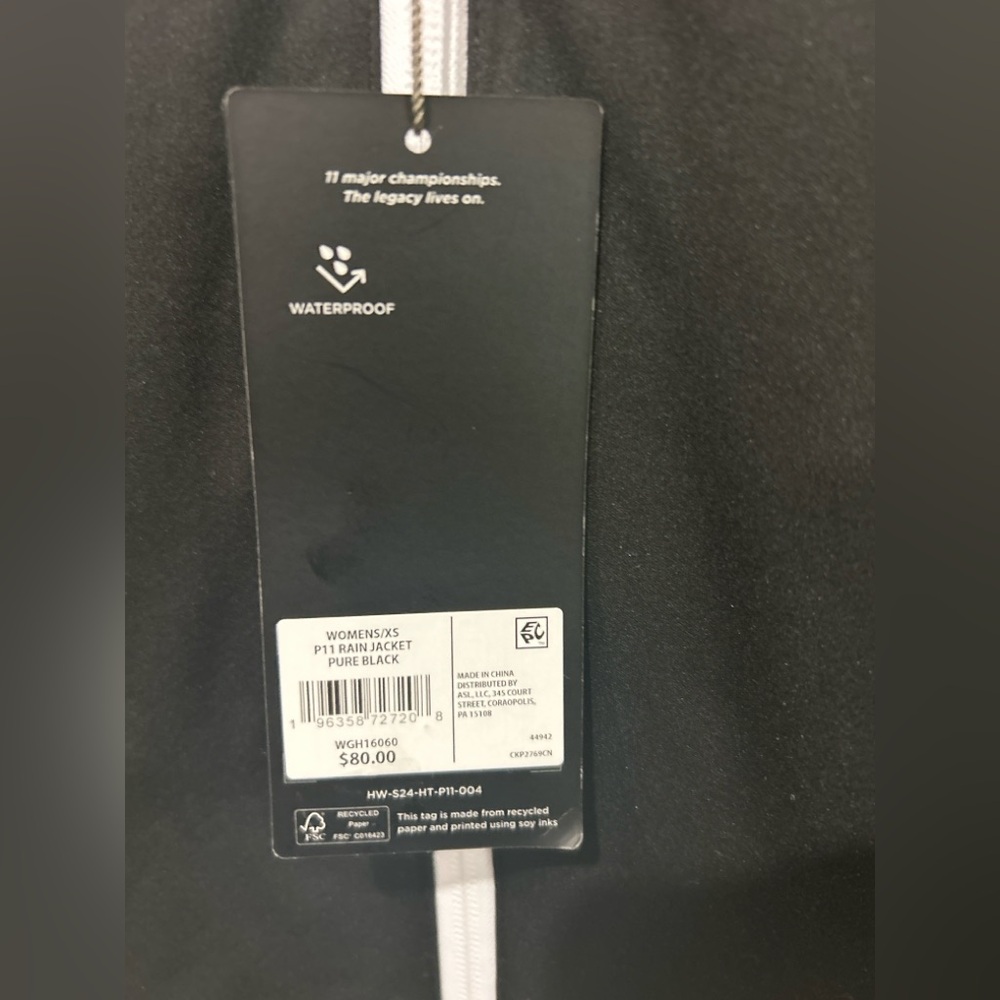 Walter Hagen Performance Waterproof Rain Jacket Black XS NWT - Picture 4 of 6